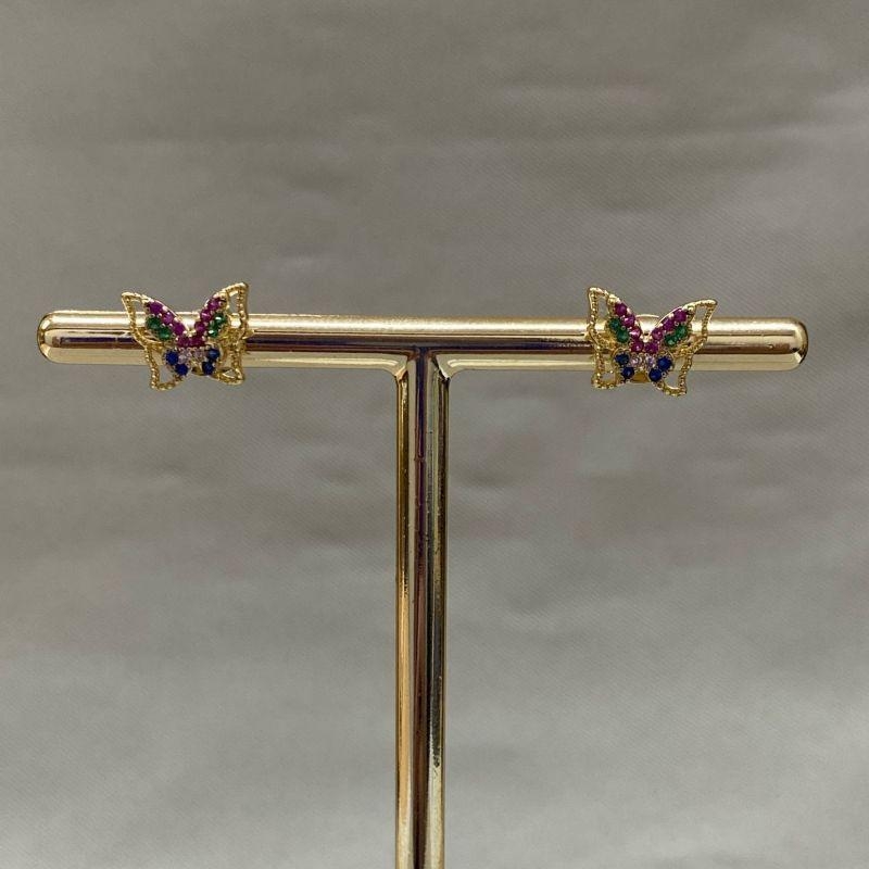 BRINCO BORBOLETA CRAVEJADA COLORS