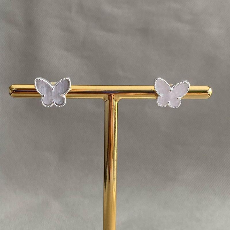 BRINCO BORBOLETA PEDRA BRANCA