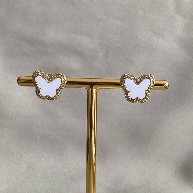 BRINCO BORBOLETA PEDRA BRANCA CRAVEJADA EM VOLTA