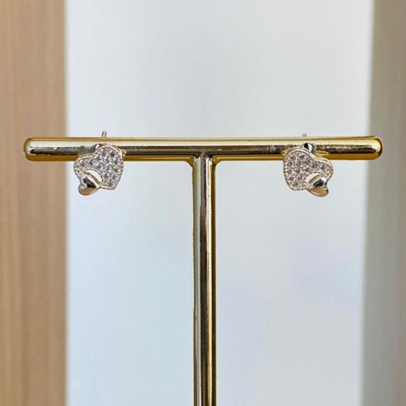 BRINCO CORAÇÃO CRAVEJADO DUPLO