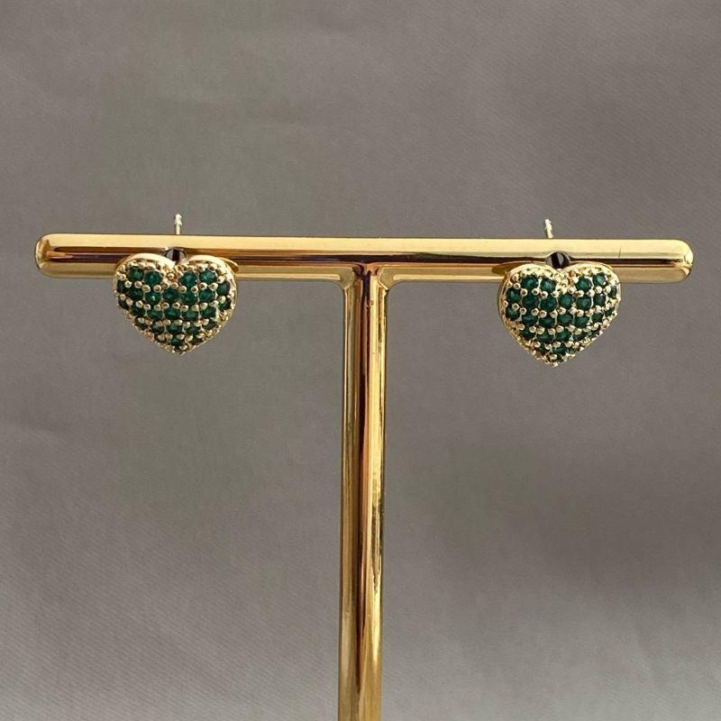 BRINCO CORAÇÃO CRAVEJADO ZIRCONIA VERDE