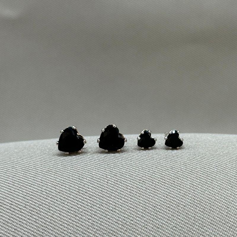 BRINCO DUPLA ZIRCONIA PRETA 6MM/4MM