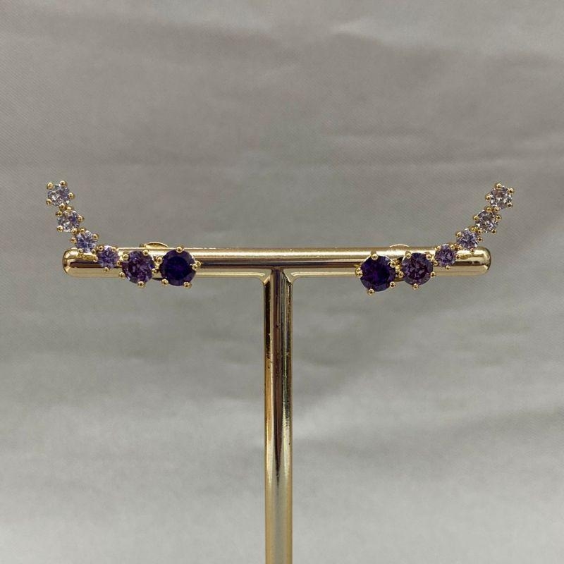 BRINCO EAR CUFF COM ZIRCONIAS ROXAS