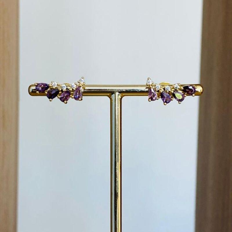 BRINCO EARCUFF ZIRCONIAS ROXAS