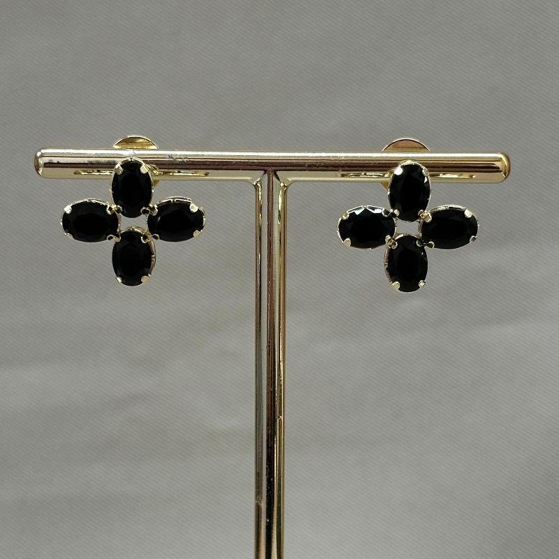 BRINCO FLOR ZIRCONIA BLACK DIAMOND 17*17MM