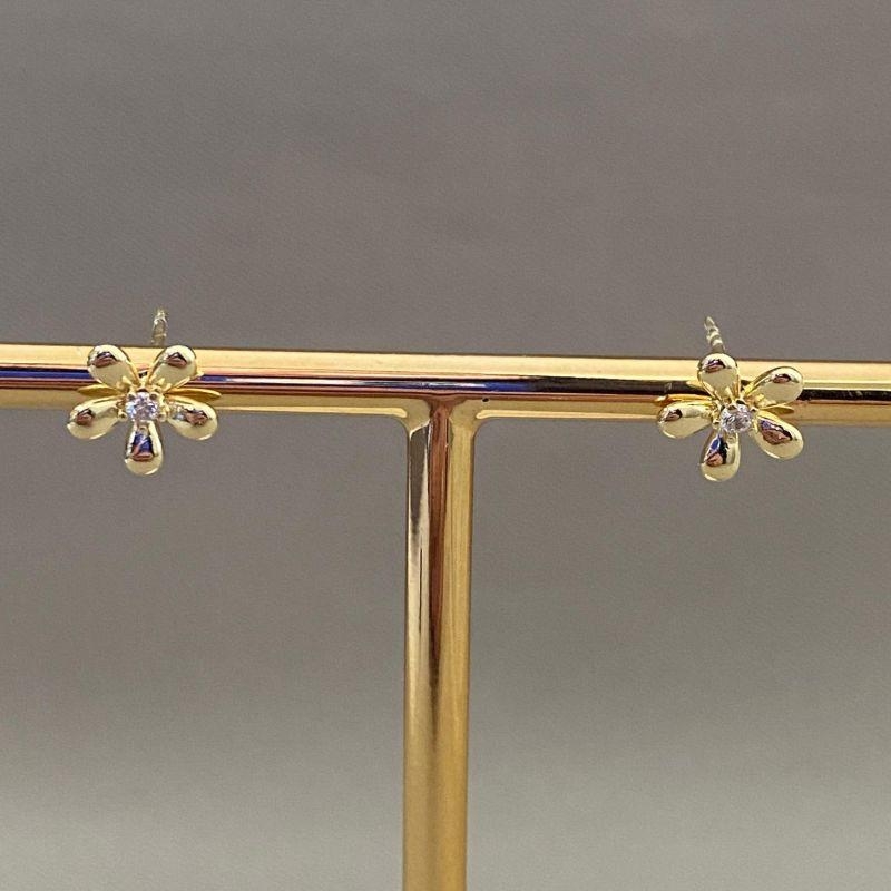 BRINCO FLORZINHA COM ZIRCONIA INFANTIL