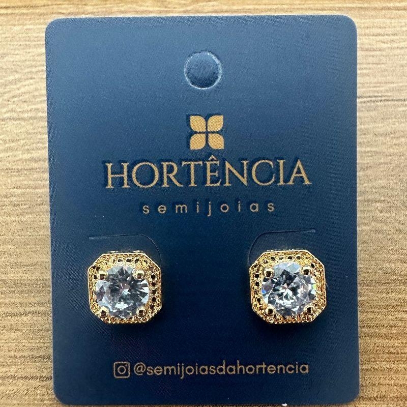 BRINCO QUADRADO TRAB 1 PEDRA ZIRCONIA