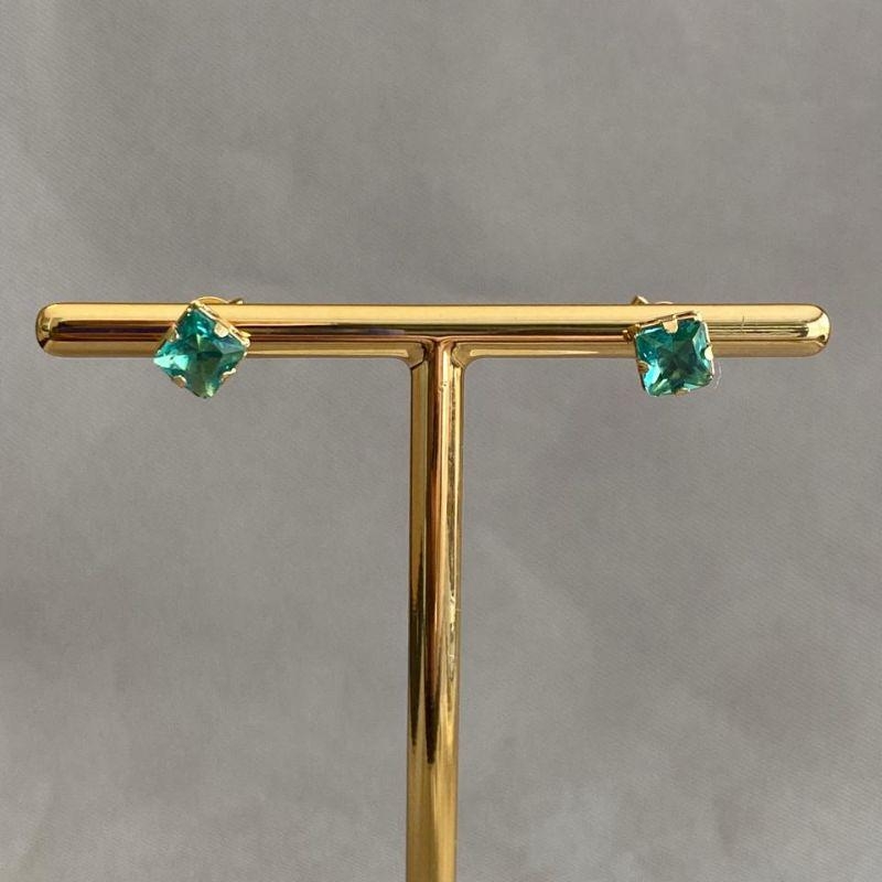 BRINCO QUADRADO ZIRCONIA VERDE