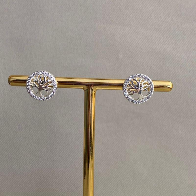 BRINCO REDONDO ARVORE DA VIDA CRAVEJADO