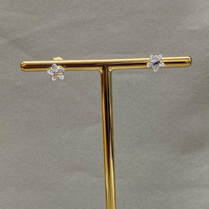 BRINCO SOLITARIO ESTRELA 6*6 ZIRCONIA CRISTAL