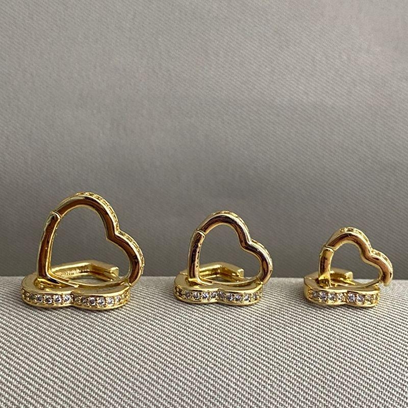 BRINCO TRIO ARGOLA CORAÇÃO CRAVEJADO