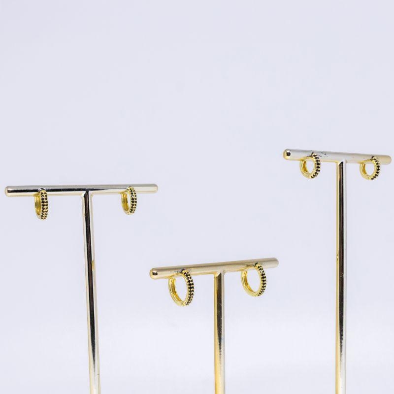 BRINCO TRIO ARGOLINHA CRAVEJADO ZIRC PRETA