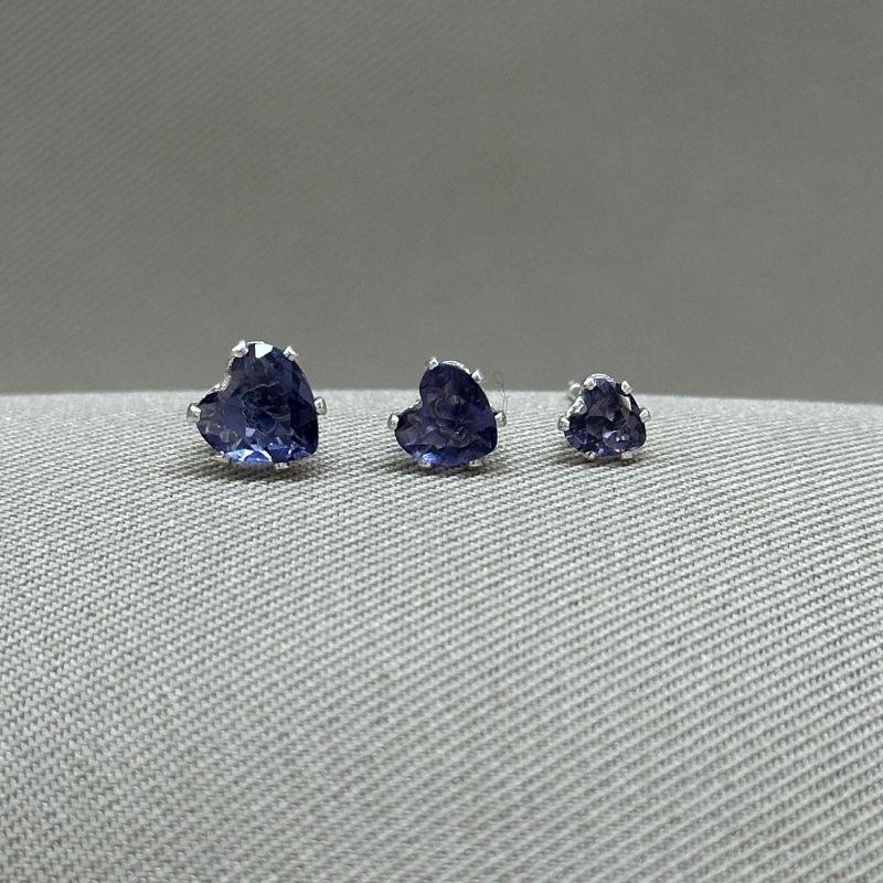 BRINCO TRIO DE CORAÇÃO EM ZIRCONIA TANZANITE