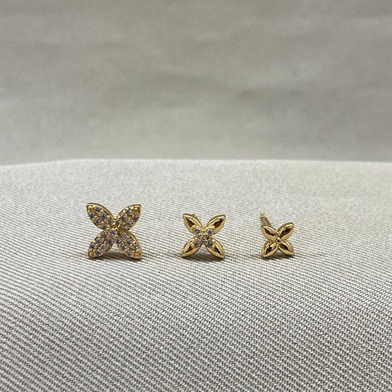 BRINCO TRIO FLORZINHA COM ZIRCONIA