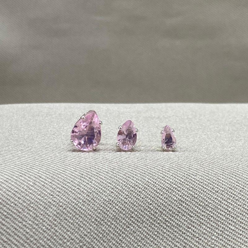 BRINCO TRIO GOTA EM ZIRCONIA LIGHT ROSE 3*5/4*6/6*8MM