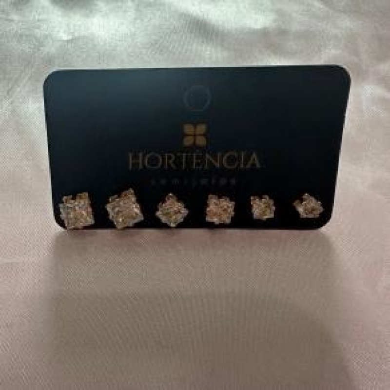 BRINCO TRIO QUADRADO ZIRCONIA 