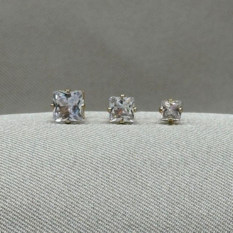 BRINCO TRIO ZIRCONIA QUADRADA