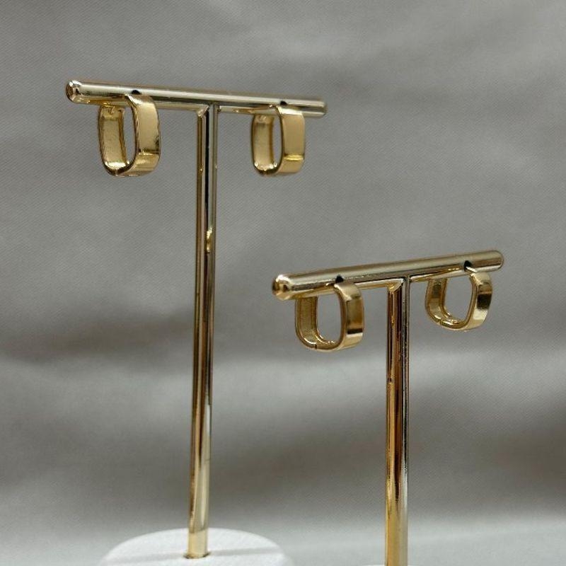 BRINCOS DUPLA RETANGULAR FIO RETO 5MM