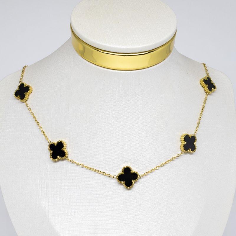 COLAR 5 TREVOS PRETOS STEEL