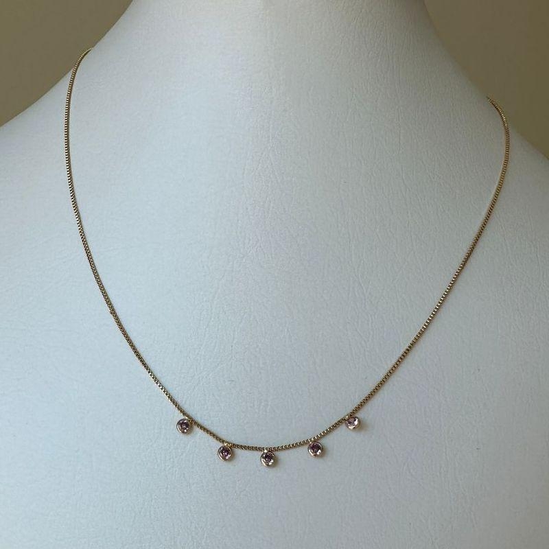 COLAR 5 ZIRCONIAS ROSA