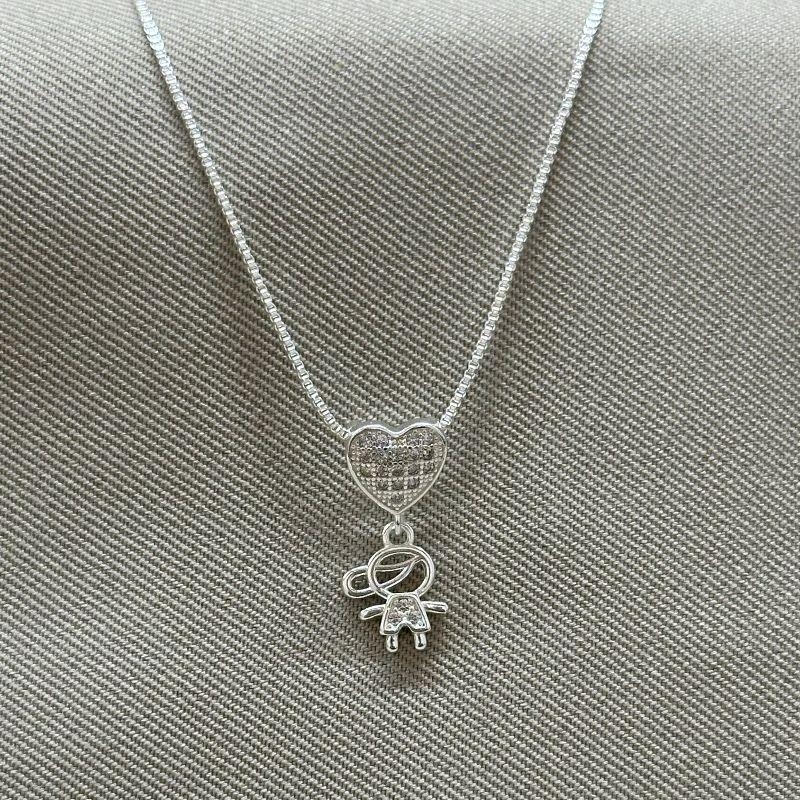 COLAR CORAÇÃO CRAVEJADO MENINO