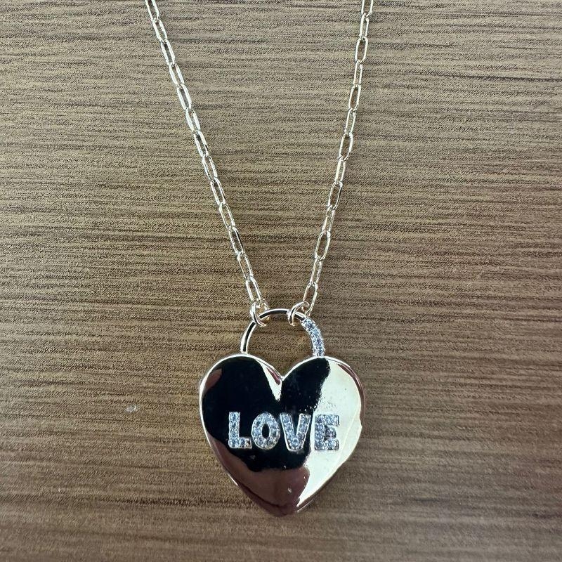 COLAR CORAÇÃO LOVE COM ZIRCONIAS