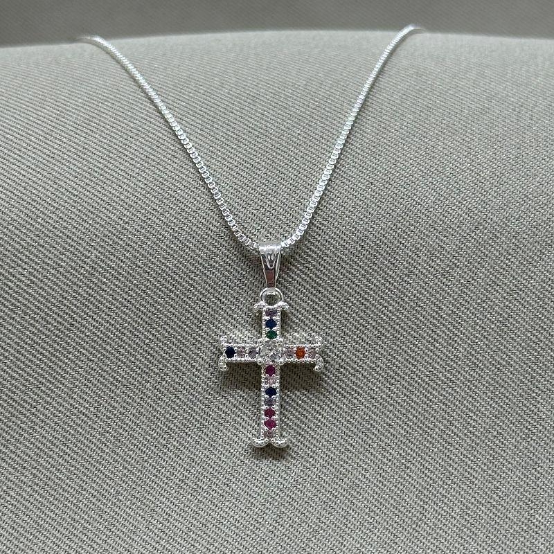 COLAR CRUZ ZIRCONIA COLORS