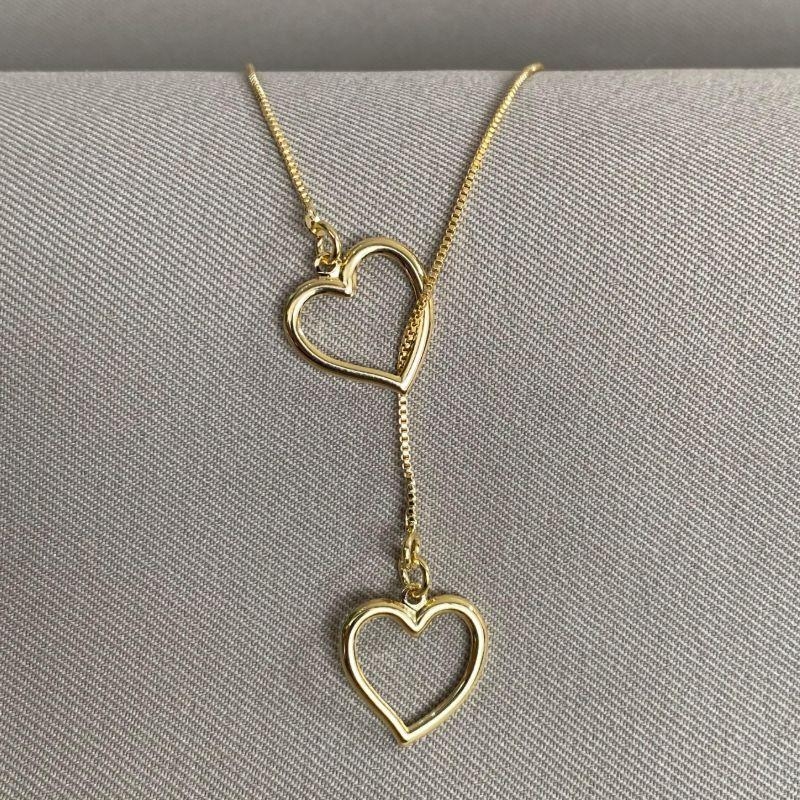 COLAR GRAVATINHA DOIS CORAÇÕES