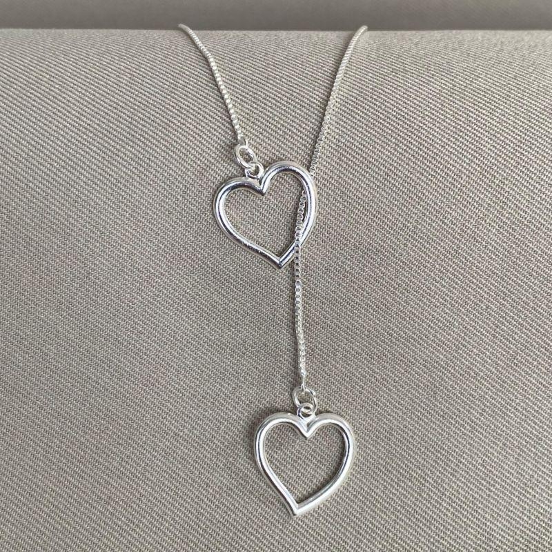 COLAR GRAVATINHA DOIS CORAÇÕES