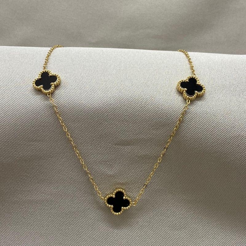 COLAR LONGO TREVOS PRETOS STEEL