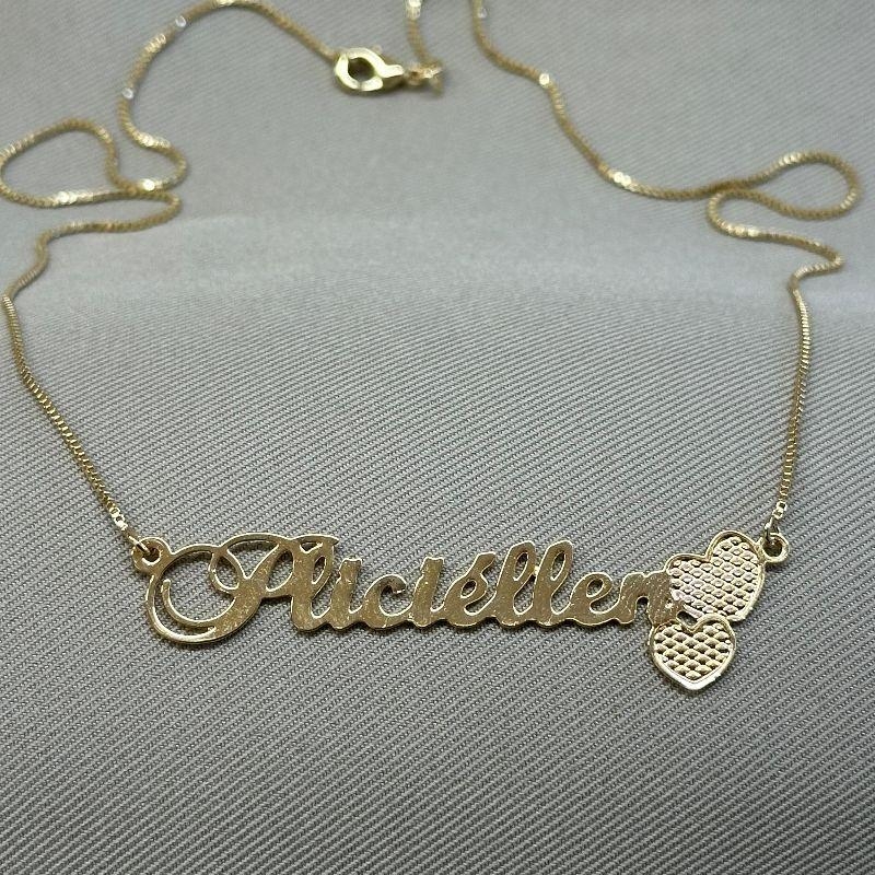 COLAR NOME COM 2 CORAÇÃO