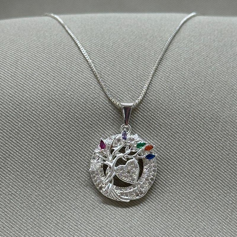 COLAR PING REDONDO CRAVEJADO ARVORE/CORAÇÃO