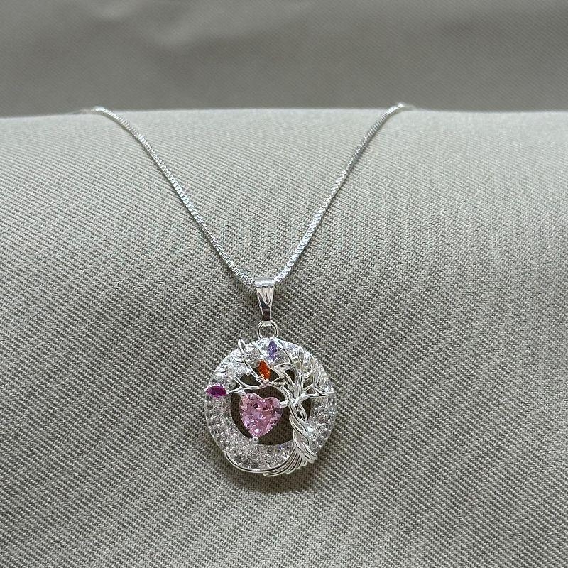 COLAR PING REDONDO CRAVEJADO ARVORE/CORAÇÃO ZIRCONIA