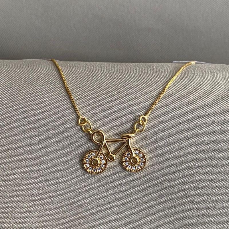 COLAR PINGENTE BIKE CRAVEJADO