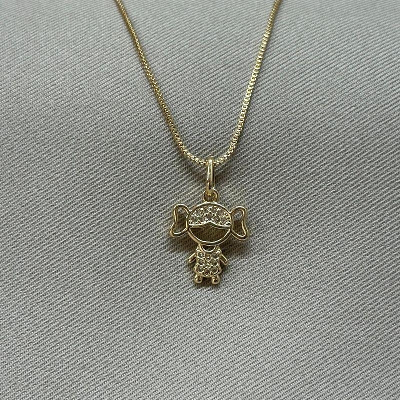 COLAR PINGENTE MENINA CRAVEJADO