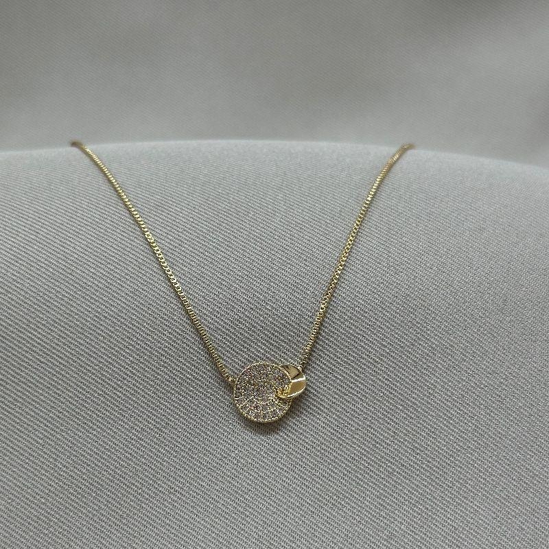 COLAR PINGENTE REDONDO CRAVEJADO