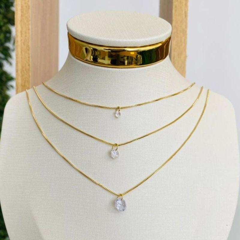 COLAR TRIPLO COM ZIRCONIAS