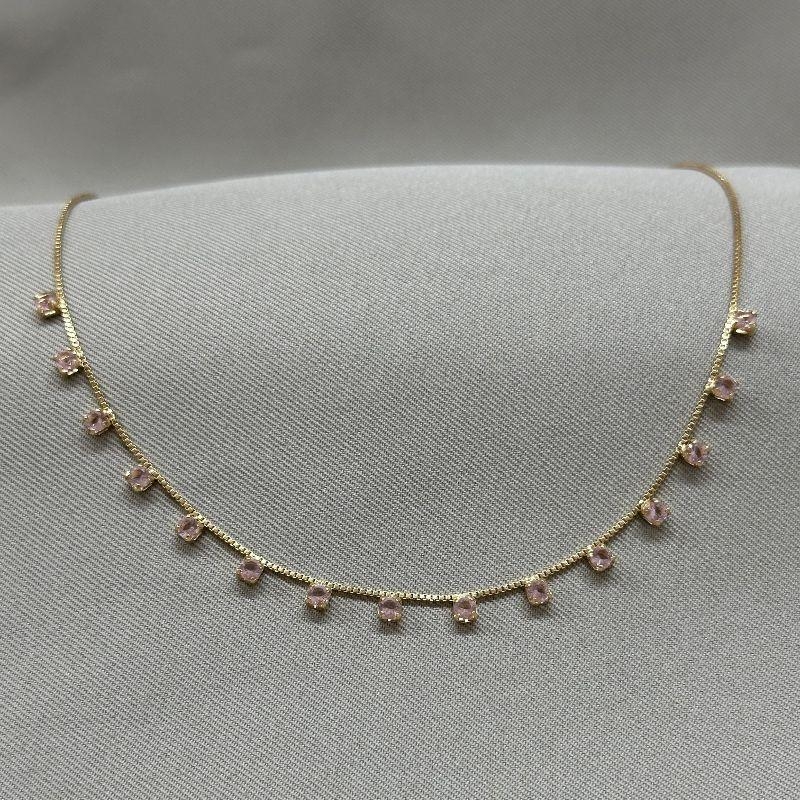 COLAR ZIRCONIAS ROSAS