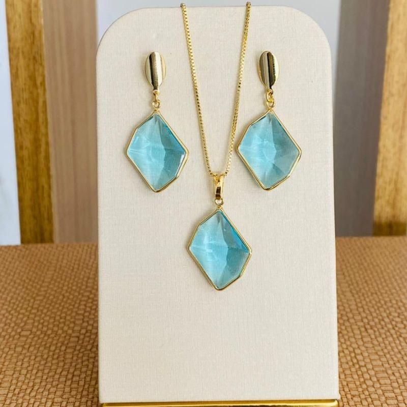 CONJUNTO COM PEDRAS AZUIS