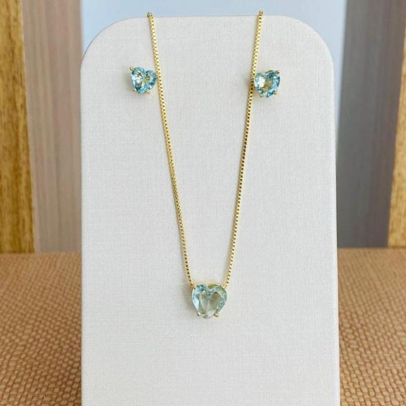 CONJUNTO CORAÇÃO AZUL CLARO