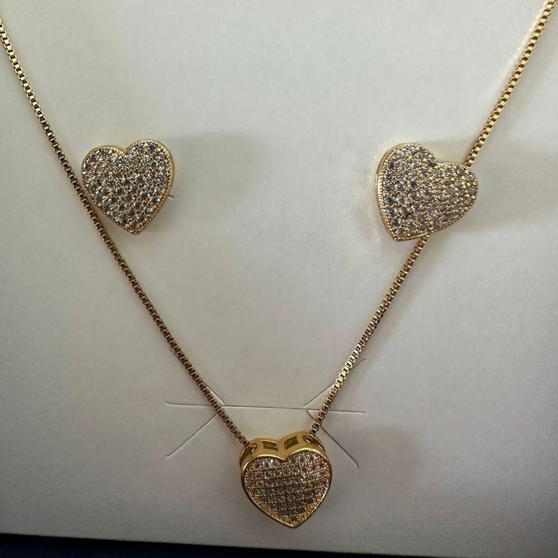 CONJUNTO CORAÇÃO CRAVEJADO