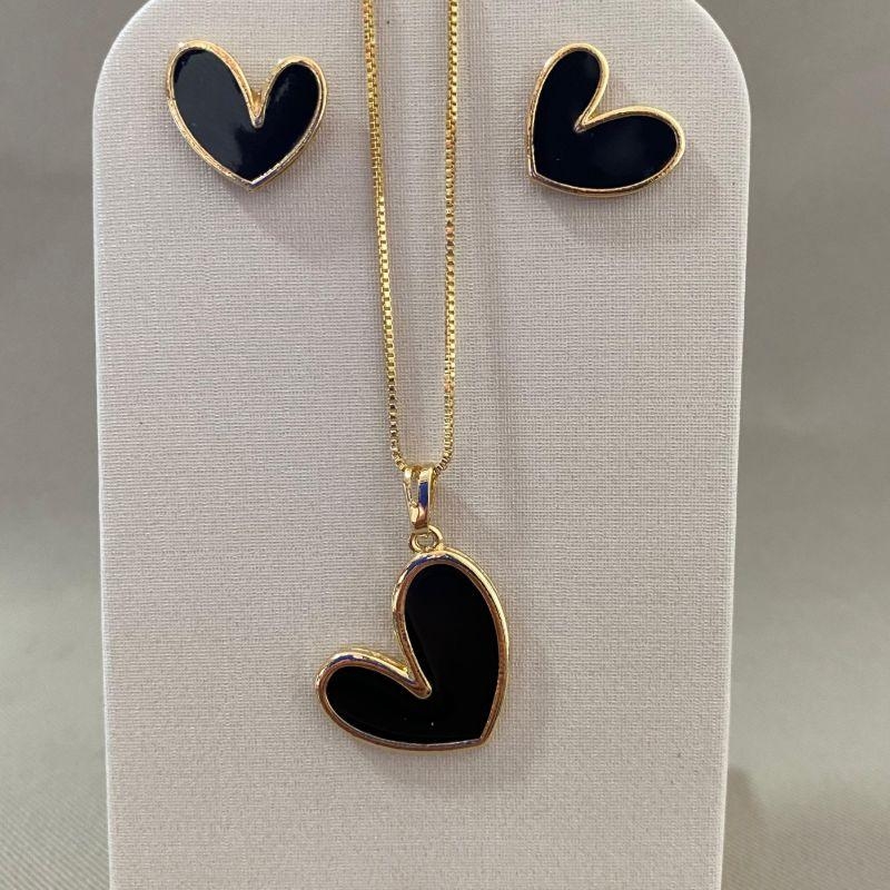 CONJUNTO CORAÇÃO PRETO