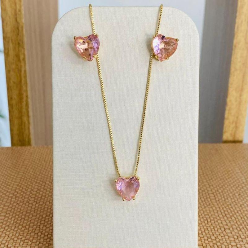 CONJUNTO CORAÇÃO ROSA