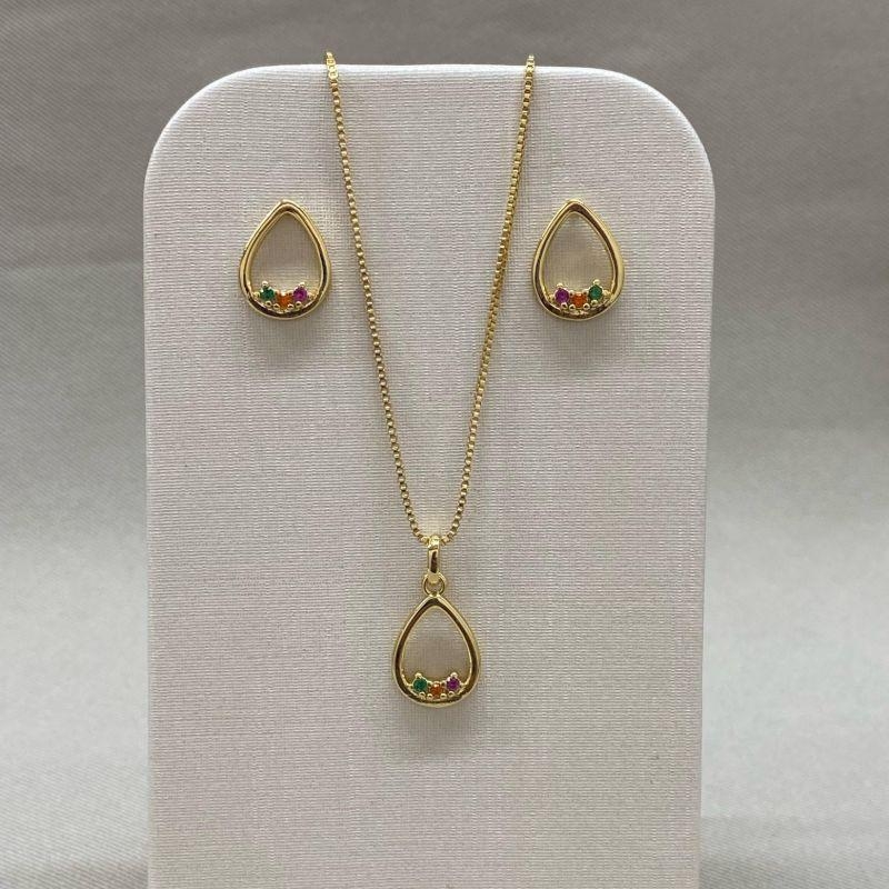 CONJUNTO GOTA ZIRCONIA COLORS