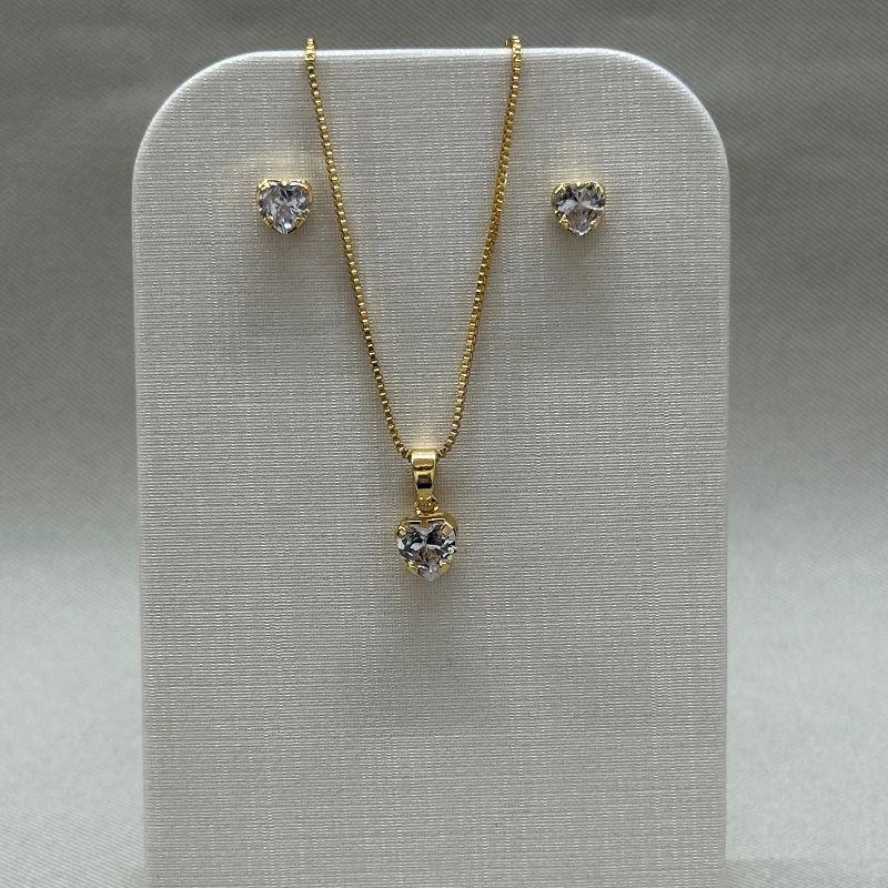 CONJUNTO /PAR DE BRINCOS 6MM/ PINGENTE 8MM CRISTAL