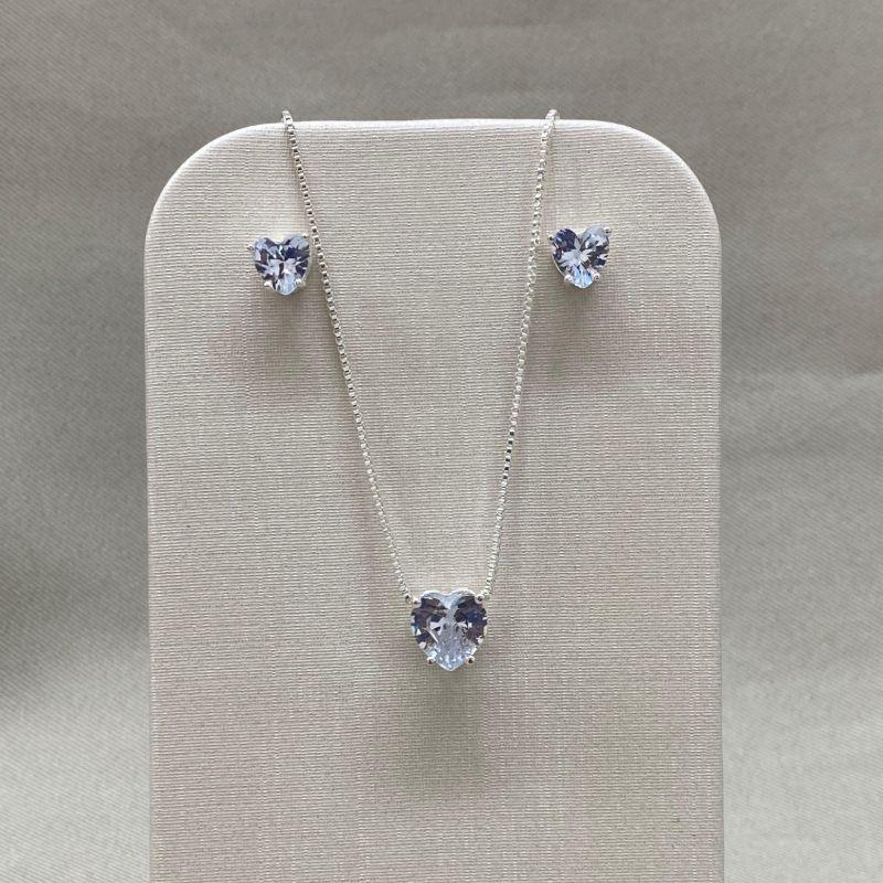 CONJUNTO /PAR DE BRINCOS 6MM/ PINGENTE 8MM CRISTAL