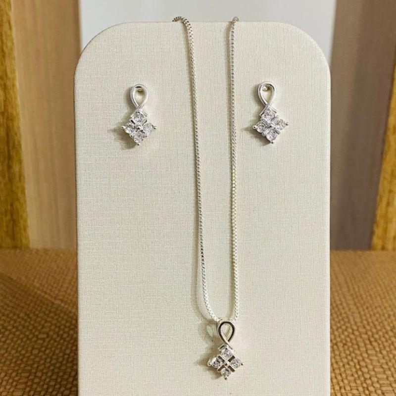 CONJUNTO TREVO ZIRCONIA