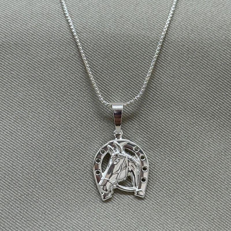 CORRENTE MASCULINA PINGENTE FERRADURA CAVALO