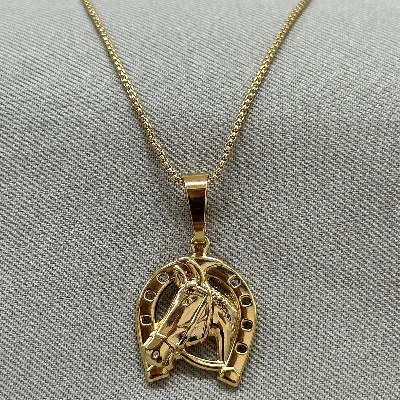 CORRENTE MASCULINA PINGENTE FERRADURA CAVALO