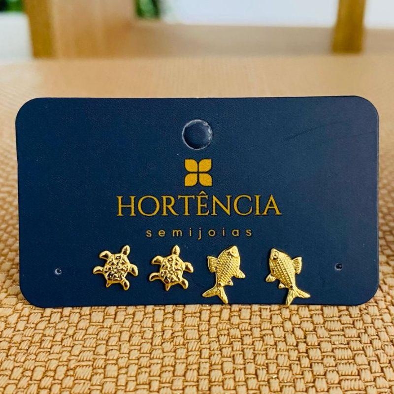 DUPLA DE BRINCOS TARTARUGA E PEIXE